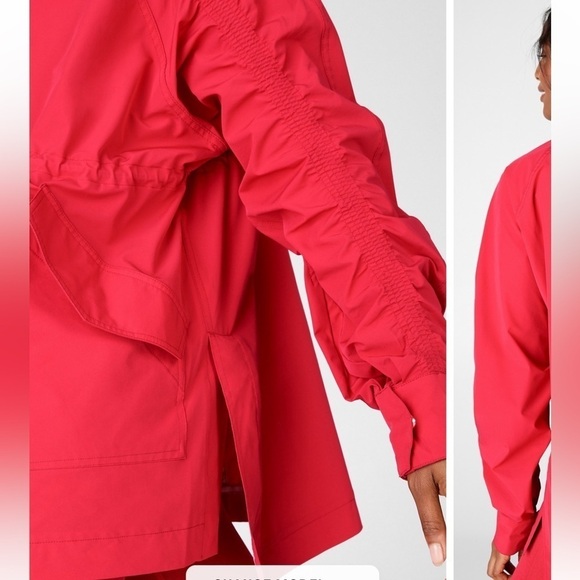 Fabletics Gianna 2 Lightweight Rain Jacket Red Persimmon Size Medium - Picture 2 of 7